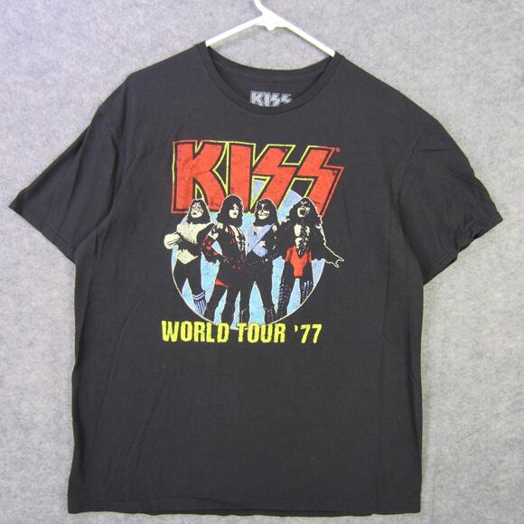 Vintage KISS Shirt Mens Extra Large World Tour 77 Band Rock Music Concert 70s - Picture 1 of 7